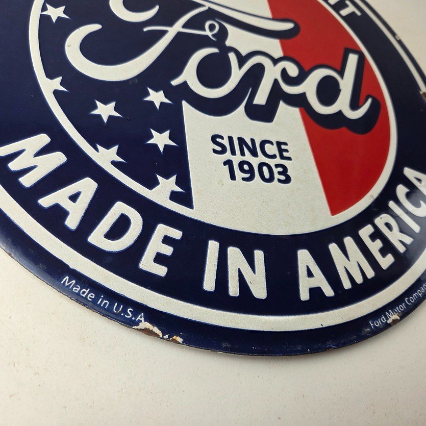 Vintage Ford Motors Sign - Detroit Gas Pump American Automotive Porcelain Sign - Image 11