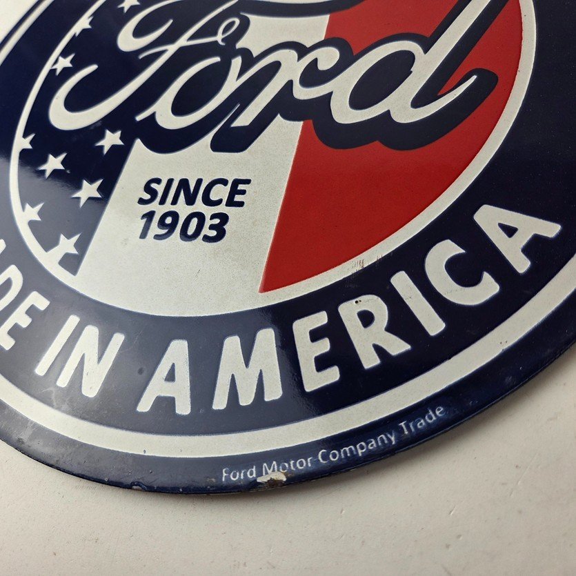 Vintage Ford Motors Sign - Detroit Gas Pump American Automotive Porcelain Sign - Image 14