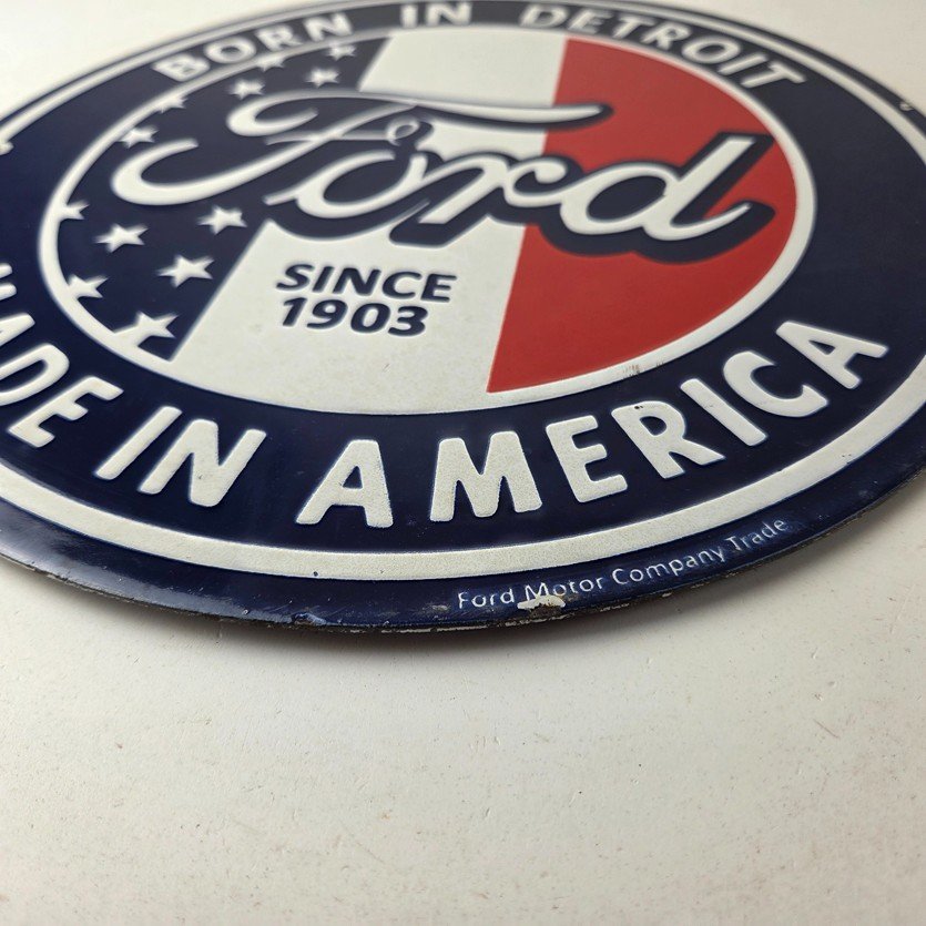 Vintage Ford Motors Sign - Detroit Gas Pump American Automotive Porcelain Sign - Image 10