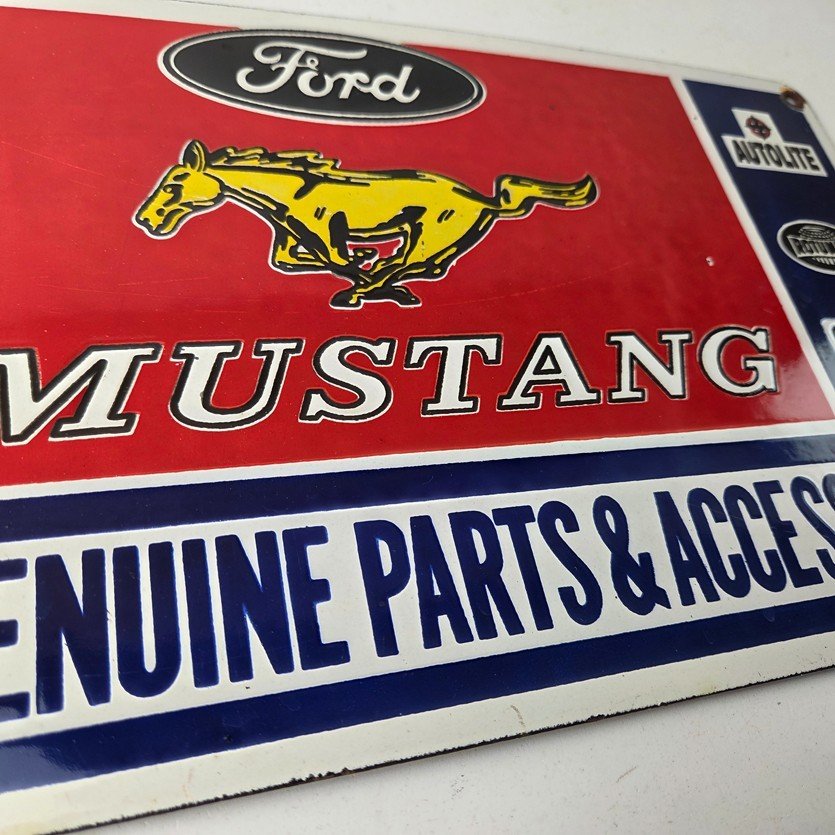 Vintage Ford Mustang Porcelain Sign - Gas Pump Porcelain Automobilia Parts Sign - Image 11