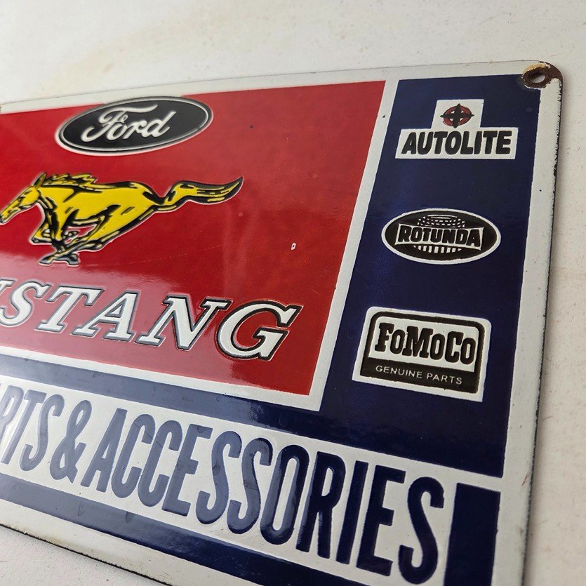 Vintage Ford Mustang Porcelain Sign - Gas Pump Porcelain Automobilia Parts Sign - Image 12