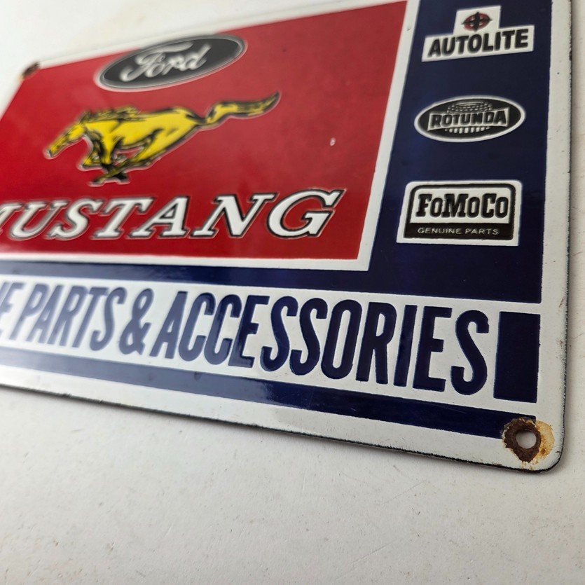 Vintage Ford Mustang Porcelain Sign - Gas Pump Porcelain Automobilia Parts Sign - Image 13