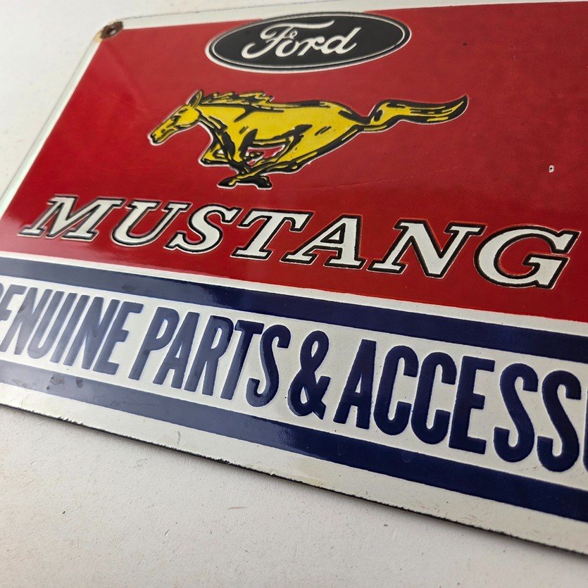 Vintage Ford Mustang Porcelain Sign - Gas Pump Porcelain Automobilia Parts Sign - Image 14