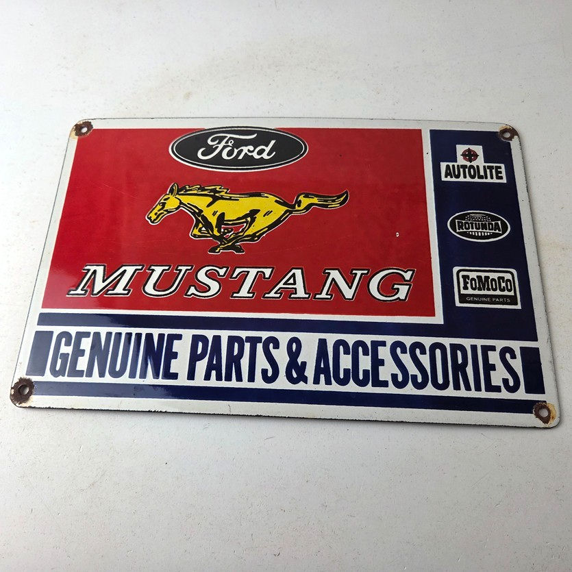 Vintage Ford Mustang Porcelain Sign - Gas Pump Porcelain Automobilia Parts Sign - Image 15