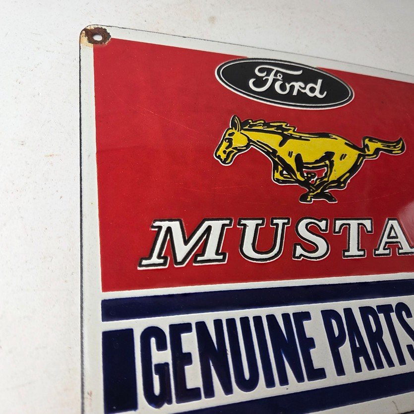 Vintage Ford Mustang Porcelain Sign - Gas Pump Porcelain Automobilia Parts Sign - Image 5