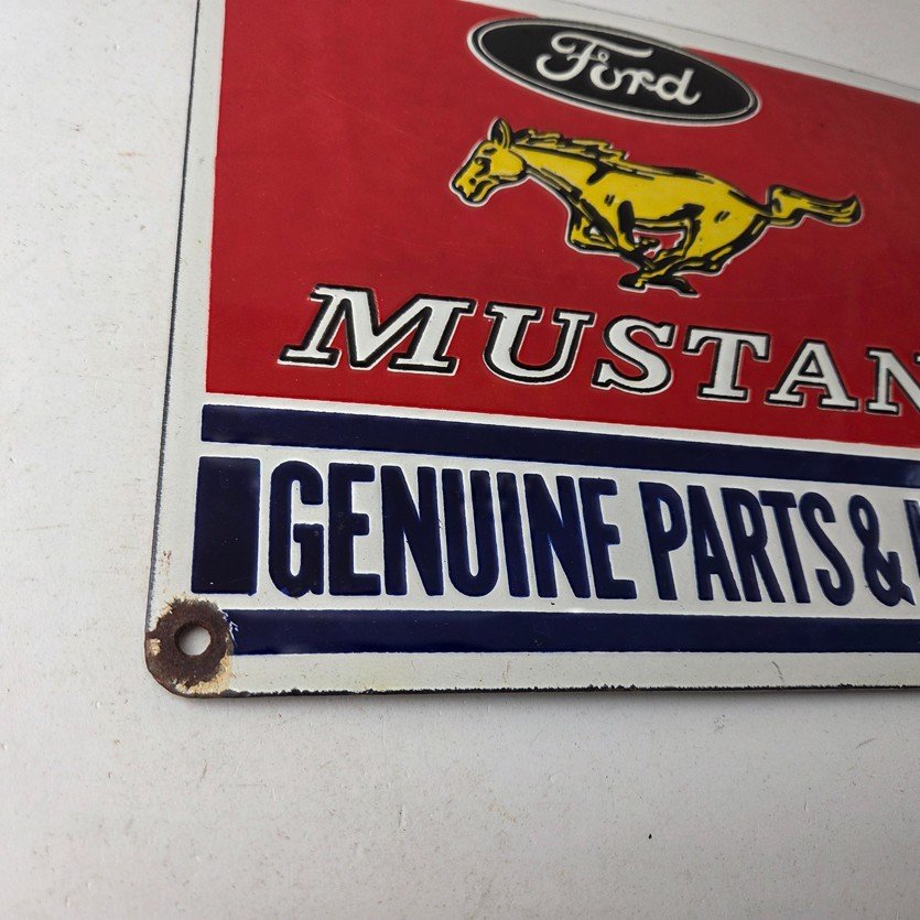 Vintage Ford Mustang Porcelain Sign - Gas Pump Porcelain Automobilia Parts Sign - Image 6