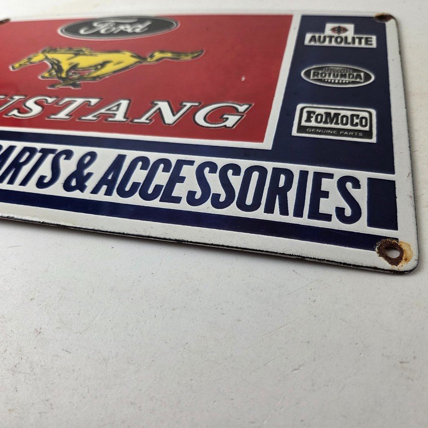 Vintage Ford Mustang Porcelain Sign - Gas Pump Porcelain Automobilia Parts Sign - Image 10