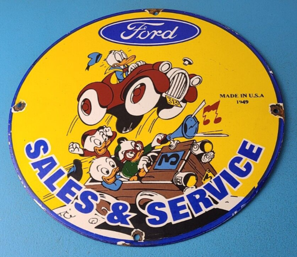 Vintage Ford Sign Porcelain Automobiles Cartoon Disney Graphic Gas Pump Sign 305714530495