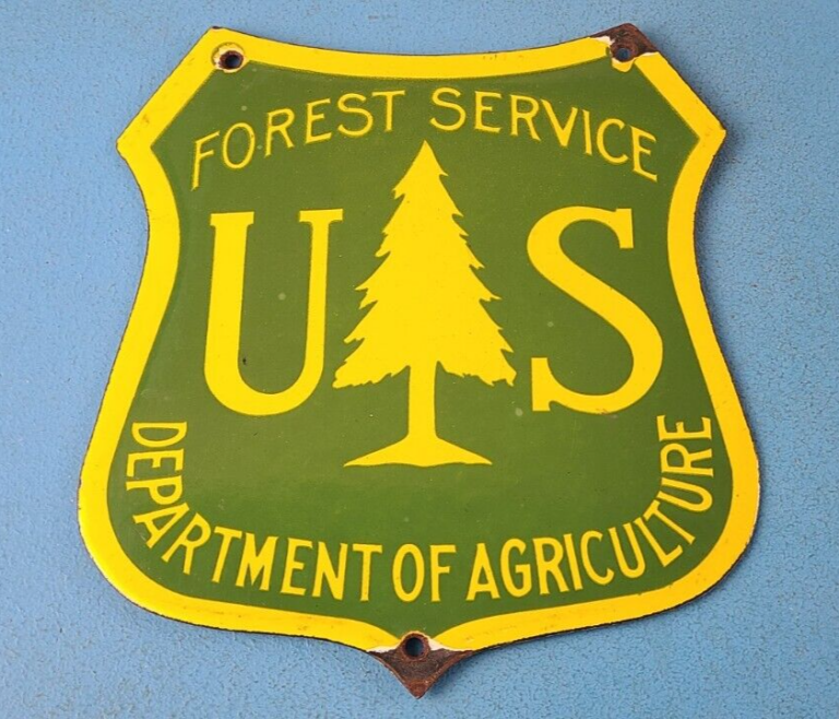 Vintage Forest Service Sign Agricultural National Park Gas Pump Porcelain Sign 306047887385