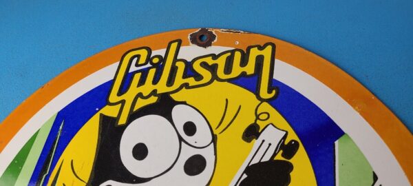 Vintage Gibson Guitars Acoustic Electric Bass Porcelain Gas Station Felix Sign 305726912085 7