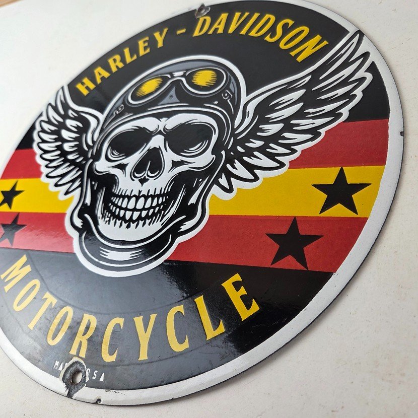 Vintage Harley-Davidson Legendary Porcelain Sign - Skull Wings Retro Pilot Sign - Image 13