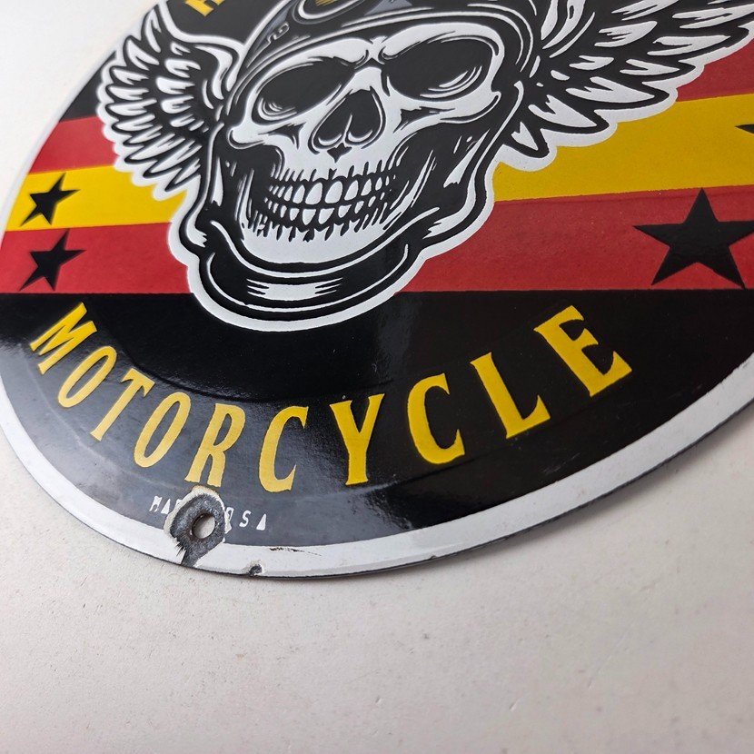 Vintage Harley-Davidson Legendary Porcelain Sign - Skull Wings Retro Pilot Sign - Image 14