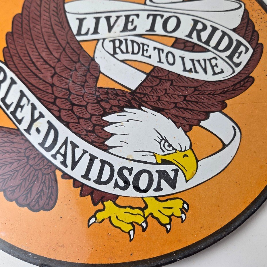 Vintage Harley Davidson Motorcycle Sign - Ride to Live Gas Pump Porcelain Sign - Image 4
