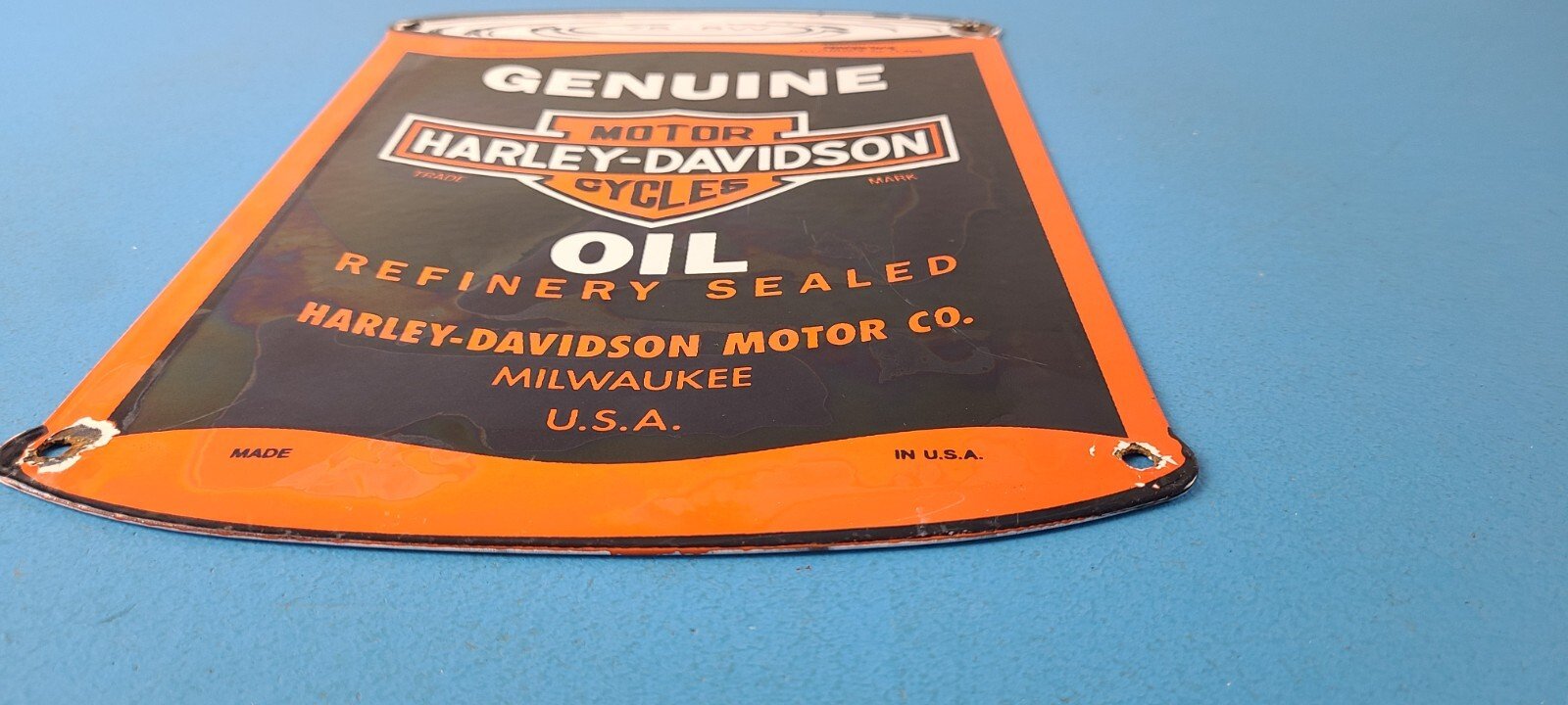 Vintage Harley Davidson Motorcycles Porcelain Motor Oil Quart Can Gas Pump Sign - Image 11
