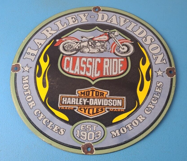 Vintage Harley Davidson Motorcycles Sign Classic Ride Porcelain Gas Pump Sign 305732608515