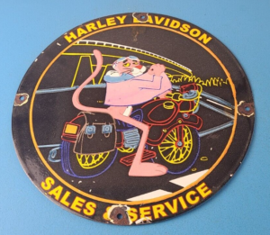 Vintage Harley Davidson Motorcycles Sign Neon Pink Panther Porcelain Gas Sign 305903518205