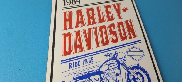 Vintage Harley Davidson Motorcycles Sign - Ride Free 84 Porcelain Gas Pump Sign - Image 6