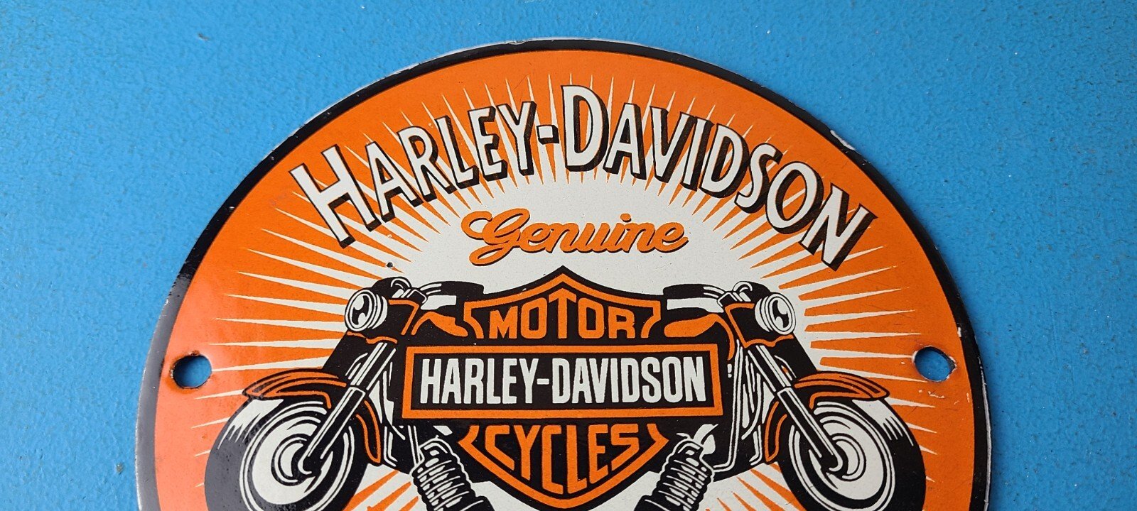 Vintage Harley Davidson Motorcycles Sign - Spark Plugs Gas Pump Porcelain Sign - Image 13
