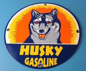 Vintage Husky Gasoline Porcelain Sign Gas Service Motor Oil Pump Plate Sign 305859180385