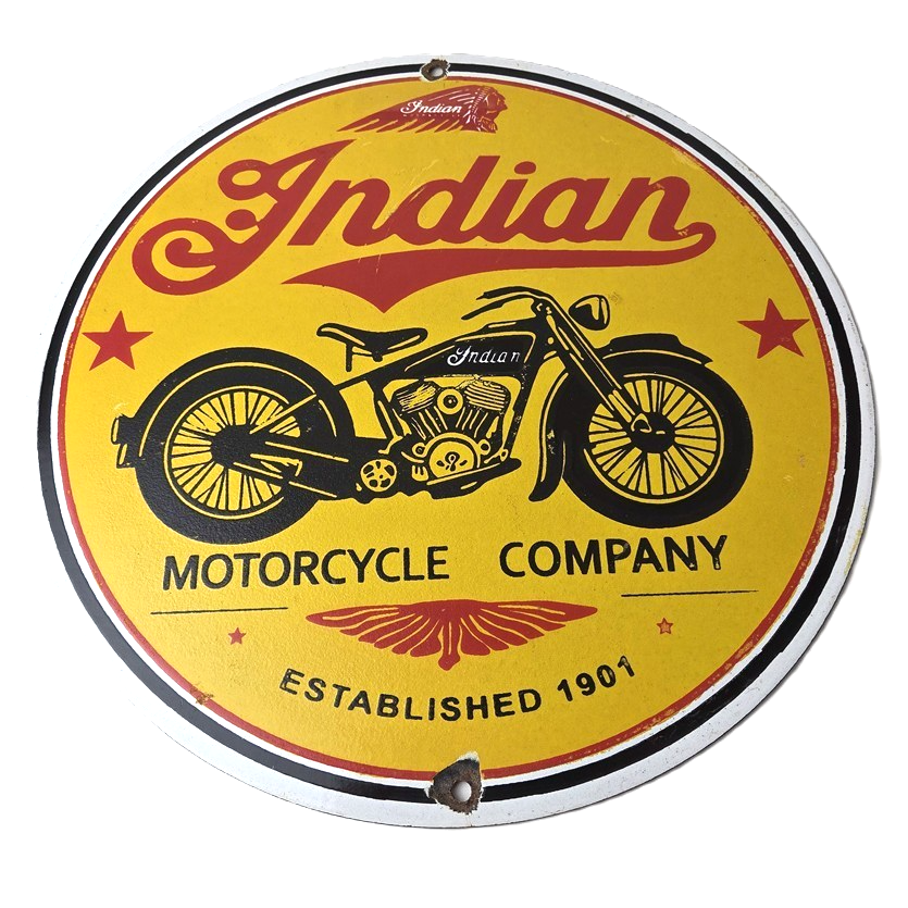Vintage Indian Motorcycles Porcelain Sign - Authorized Dealer Sales Gas Sign
