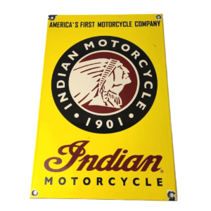 Vintage Indian Motorcycles Sign - Parts Dealership Service Porcelain Gas Sign