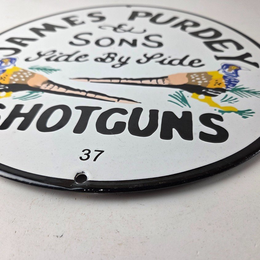 Vintage James Purdey Sign - Hunting Firearm Makers Shot Gun Ad Porcelain Sign - Image 10