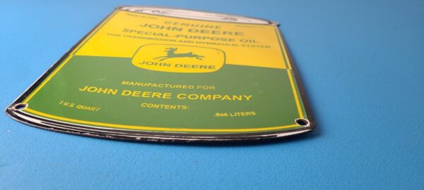 Vintage John Deere Sign Genuine Motor Oil Can Gas Pump Porcelain Sign 305788931865 10