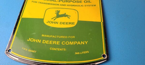 Vintage John Deere Sign Genuine Motor Oil Can Gas Pump Porcelain Sign 305788931865 11