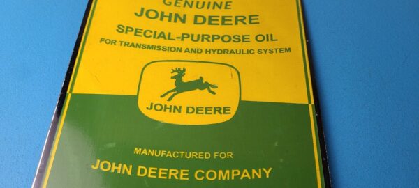 Vintage John Deere Sign Genuine Motor Oil Can Gas Pump Porcelain Sign 305788931865 3