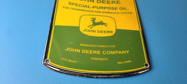 Vintage John Deere Sign Genuine Motor Oil Can Gas Pump Porcelain Sign 305788931865 6