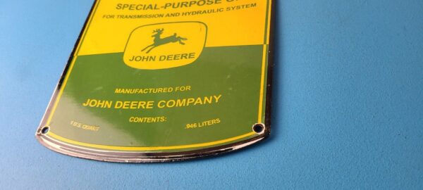 Vintage John Deere Sign Genuine Motor Oil Can Gas Pump Porcelain Sign 305788931865 9