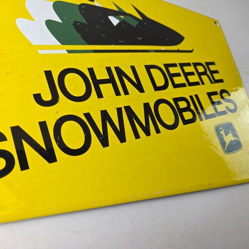 Vintage John Deere Sign - Snowmobiles Can Gas Pump Porcelain Sign - Image 11