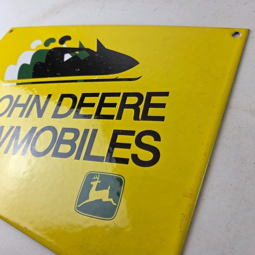 Vintage John Deere Sign - Snowmobiles Can Gas Pump Porcelain Sign - Image 12