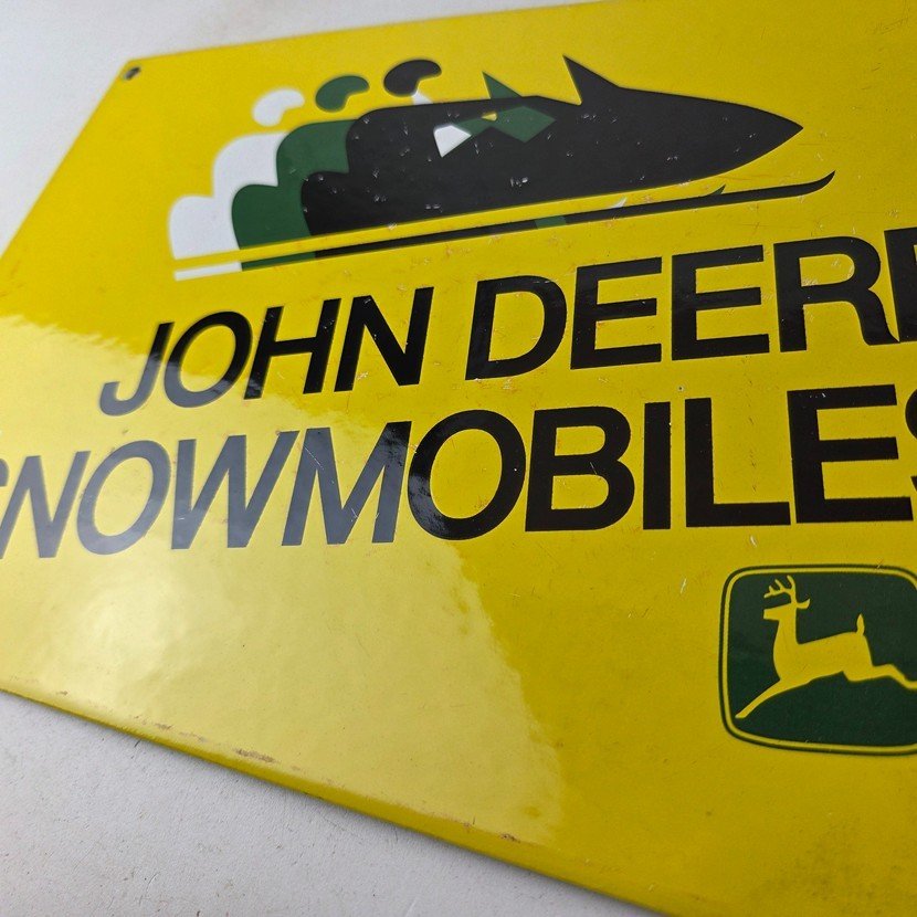Vintage John Deere Sign - Snowmobiles Can Gas Pump Porcelain Sign - Image 14