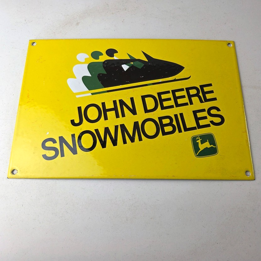Vintage John Deere Sign - Snowmobiles Can Gas Pump Porcelain Sign - Image 15
