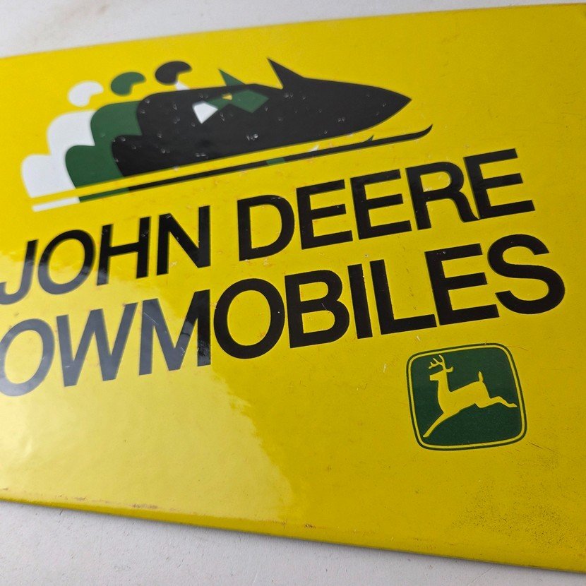 Vintage John Deere Sign - Snowmobiles Can Gas Pump Porcelain Sign - Image 4