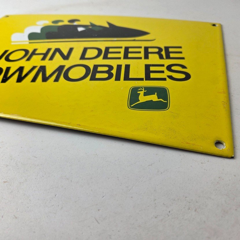 Vintage John Deere Sign - Snowmobiles Can Gas Pump Porcelain Sign - Image 10
