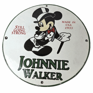Vintage Johnnie Walker Sign - Bar Entertainment Mickey Porcelain Gas Sign