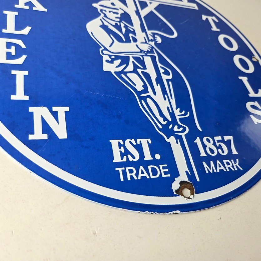 Vintage Klein Tools Porcelain Sign - Auto Mechanic Gas Service Shop Garage Sign - Image 11