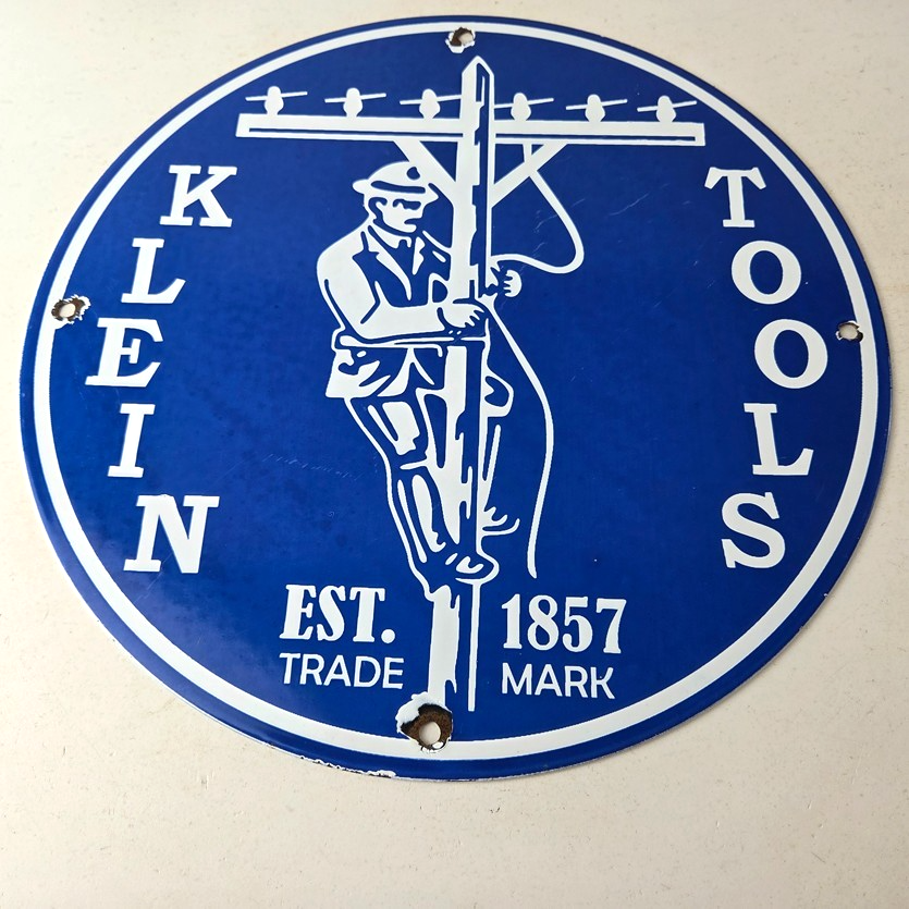 Vintage Klein Tools Porcelain Sign - Auto Mechanic Gas Service Shop Garage Sign - Image 15