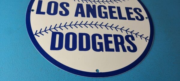 Vintage LA Dodgers Sign MLB Baseball Stadium Porcelain Gas Pump Sign 305745280135 6