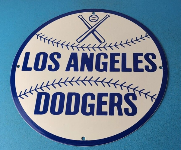 Vintage LA Dodgers Sign MLB Baseball Stadium Porcelain Gas Pump Sign 305745280135