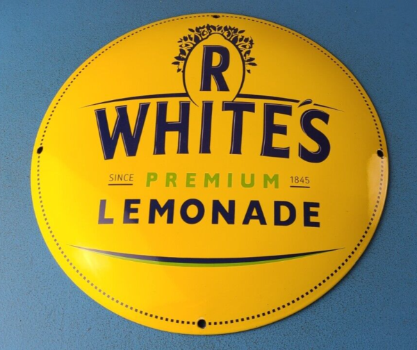 Vintage Lemonade Sign Whites Button Porcelain Convex Gas Service Pump Sign 305889889305