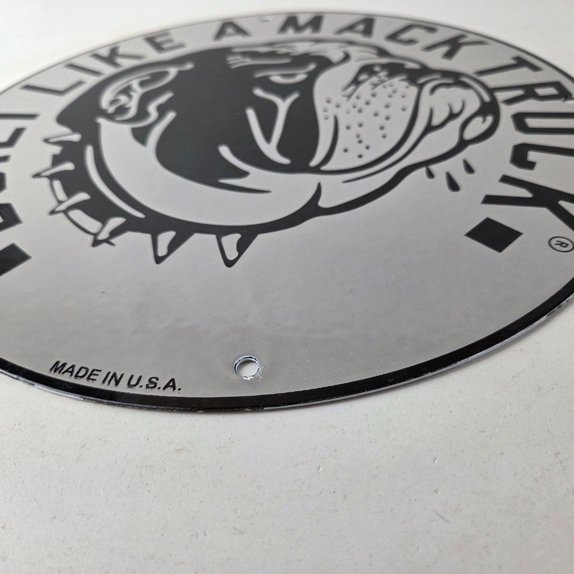 Vintage Mack Trucks Sign - Diesel Bulldog Auto Gas Pump Porcelain Sign - Image 10