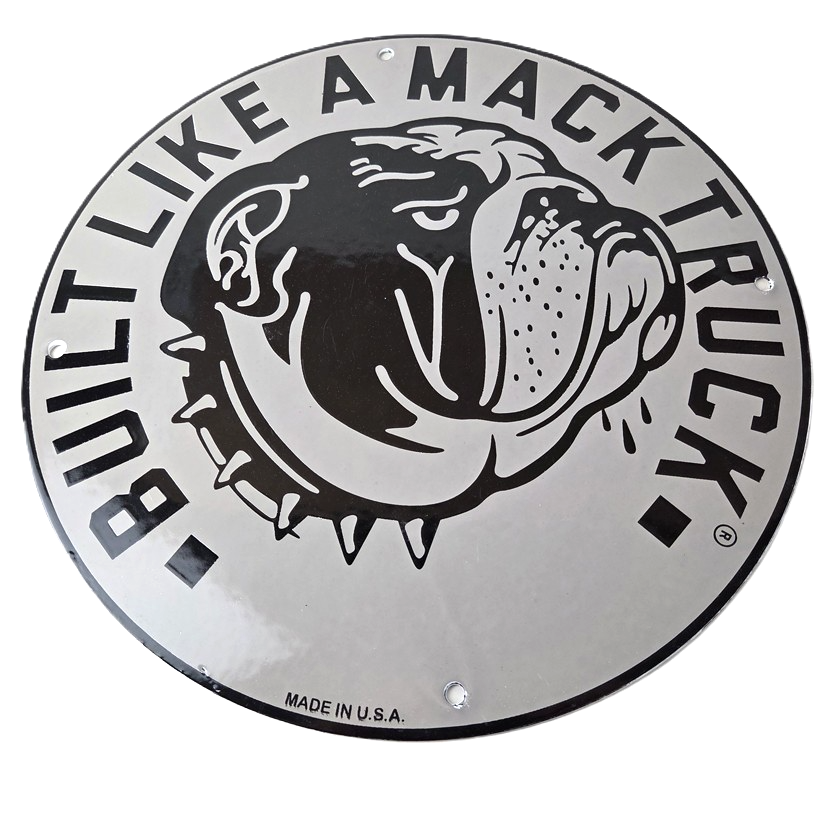 Vintage Mack Trucks Sign - Diesel Bulldog Auto Gas Pump Porcelain Sign