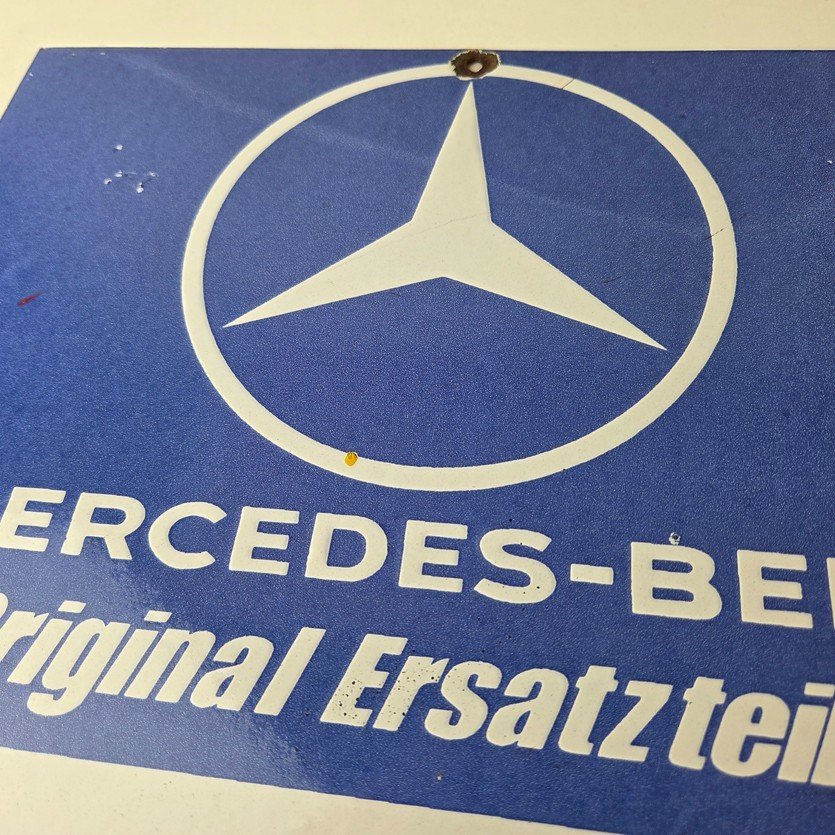 Vintage Mercedes Benz Sign - Porcelain Auto Shop Garage Gas Pump Plate Sign - Image 3