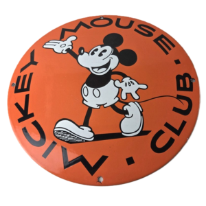 Vintage Mickey Mouse Club Sign - Porcelain Gas Pump Service Station Sign