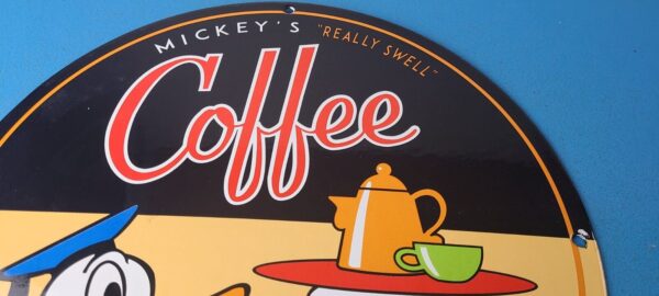 Vintage Mickeys Coffee Sign Disney Blend Donald Advertising Gas Oil Pump Sign 305792922125 12