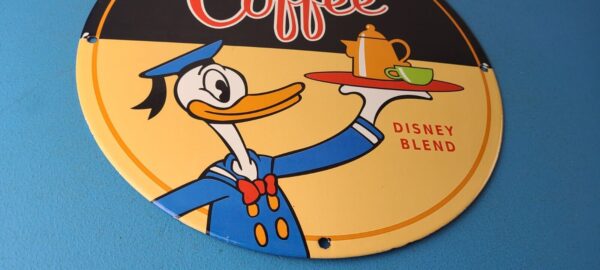 Vintage Mickeys Coffee Sign Disney Blend Donald Advertising Gas Oil Pump Sign 305792922125 6