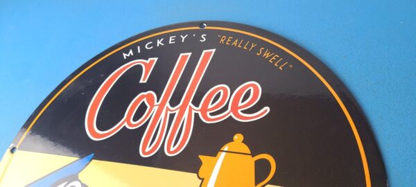 Vintage Mickeys Coffee Sign Disney Blend Donald Advertising Gas Oil Pump Sign 305792922125 7